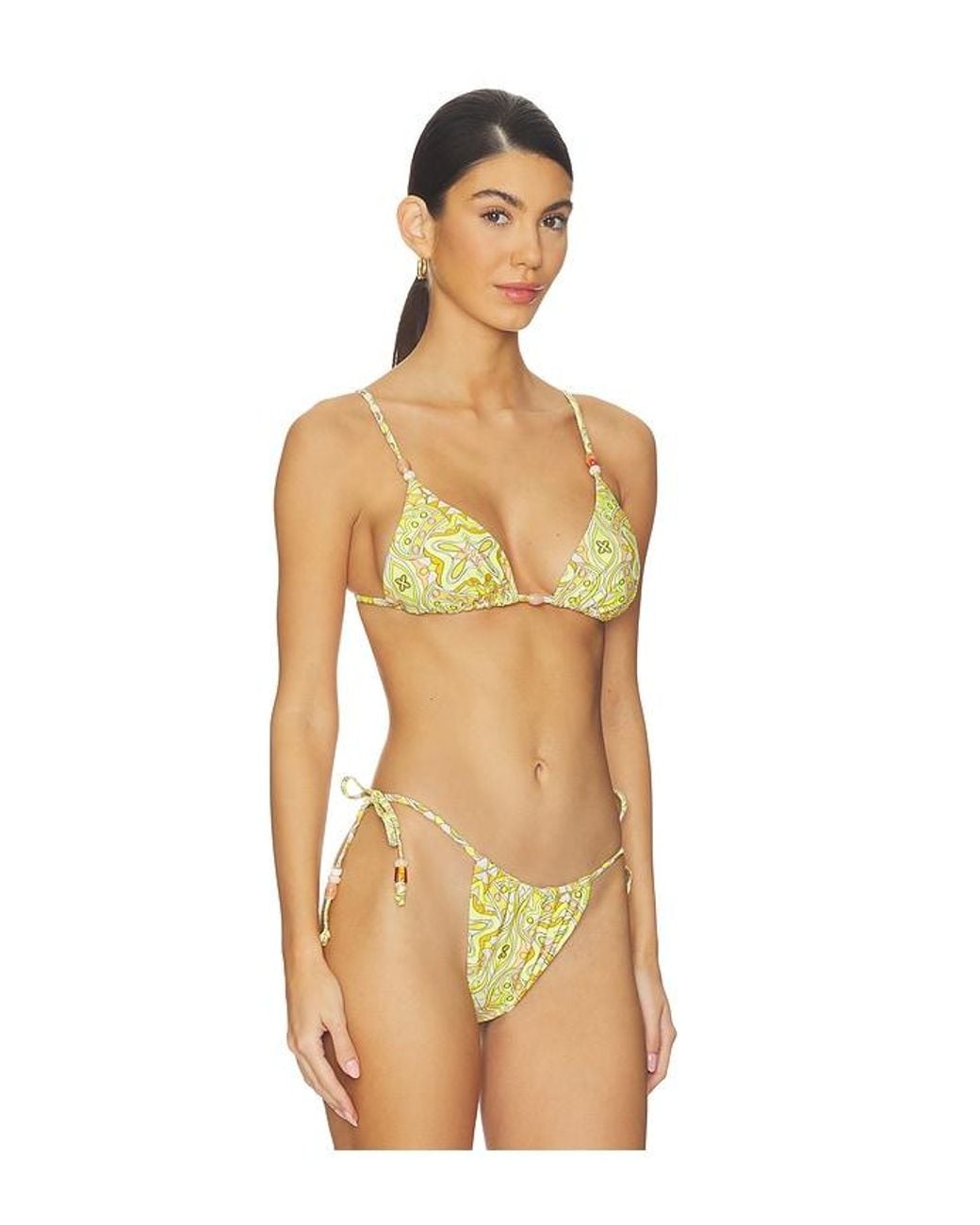 AFRM Natural Capri Beaded Bikini Top