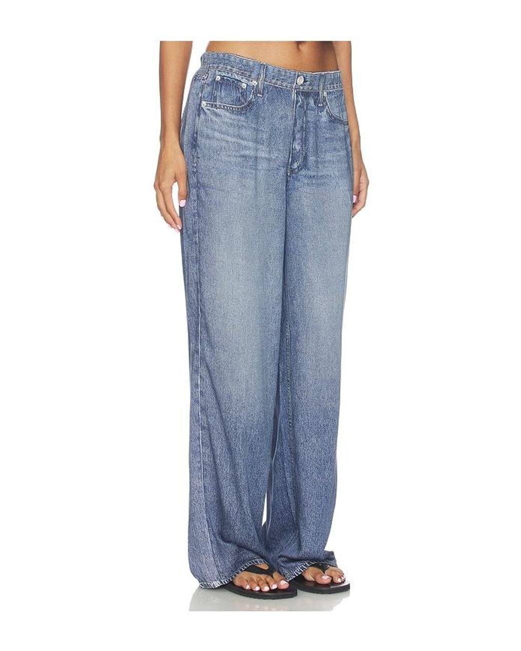 Rag & Bone Blue Rb Miramar Slink Wide Leg Pull On Jeans