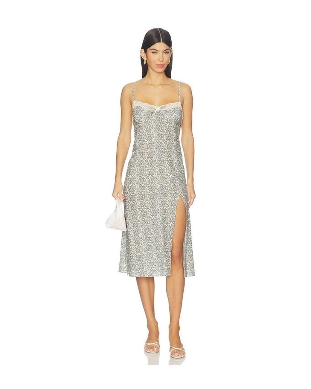 For Love & Lemons White Primrose Midi Slip Dress