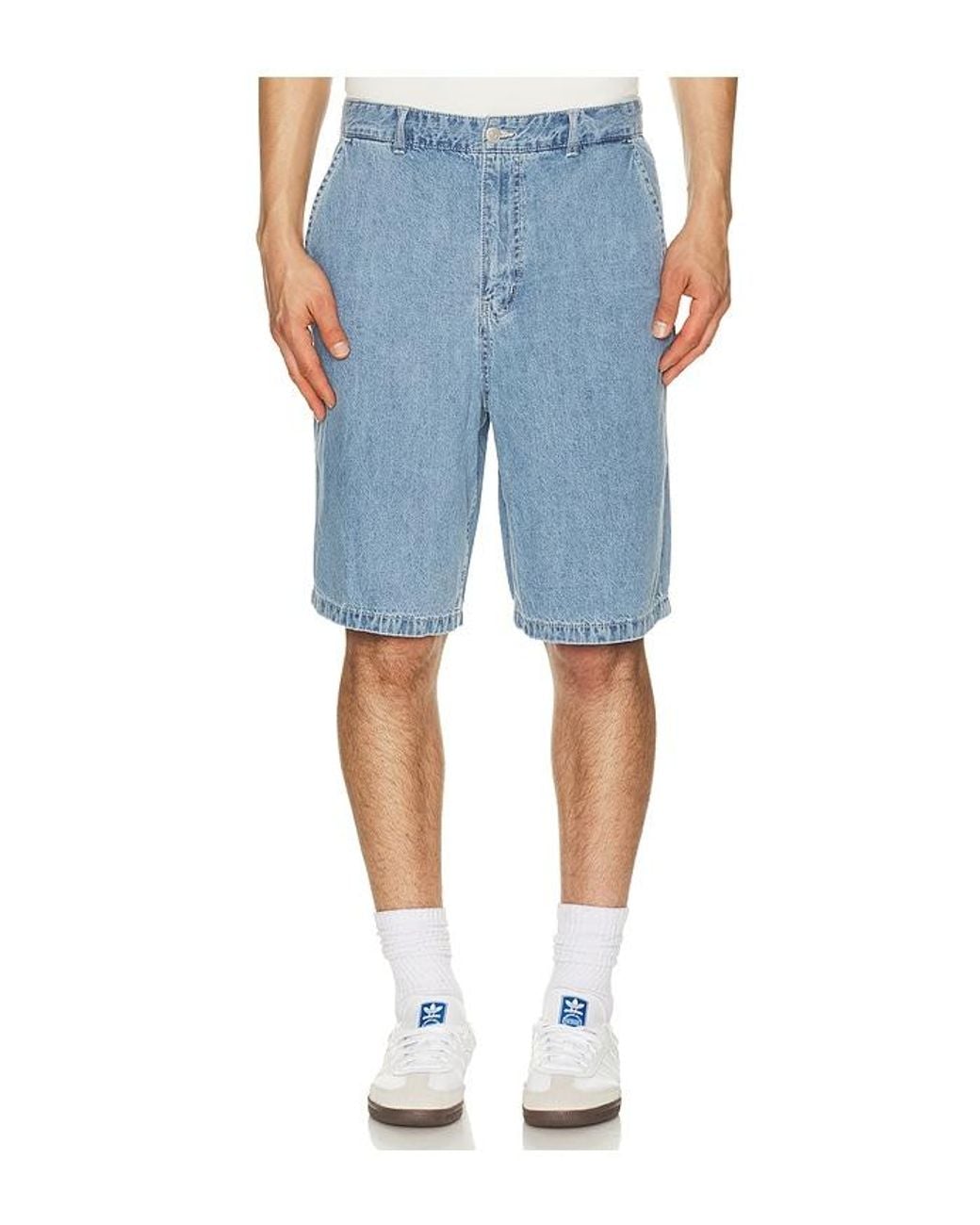 DUNST Blue Linen Denim Shorts for men