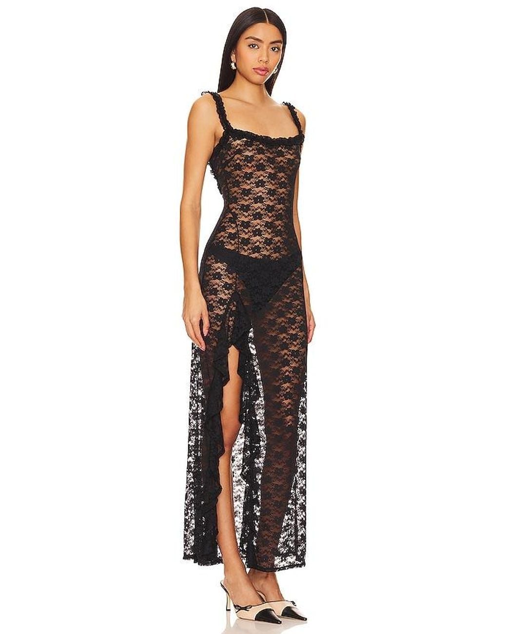 Lovers + Friends Black Drew Sheer Maxi Dress