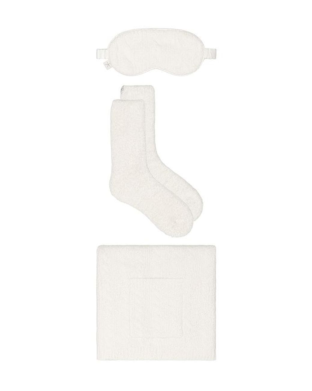 Barefoot Dreams White X Revolve Cozychic Cable Travel Set