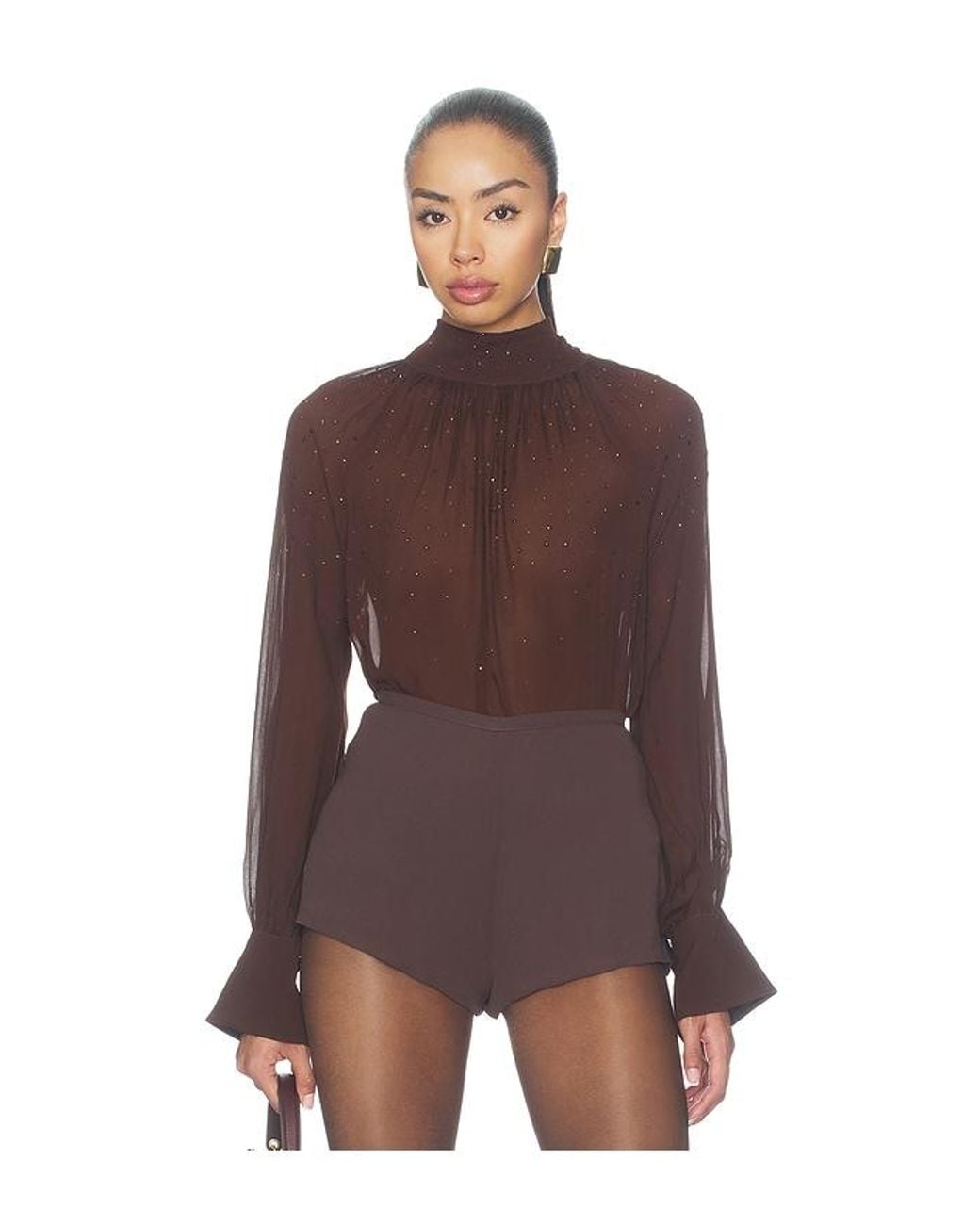 Generation Love Brown Noor Combo Crystal Blouse
