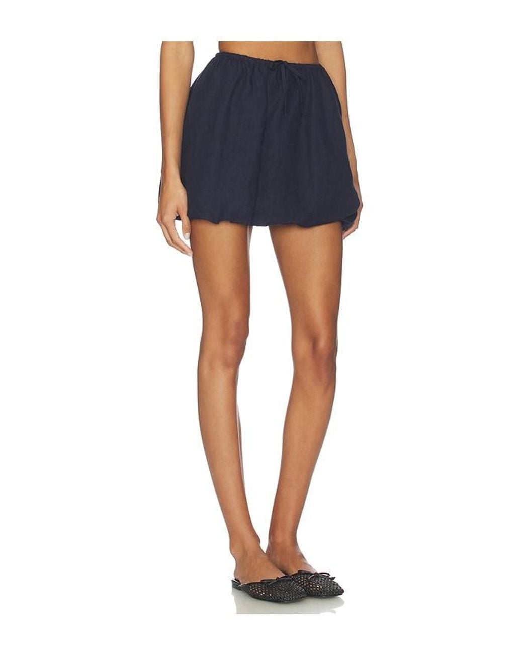 Onia Blue Air Linen Bubble Mini Skirt