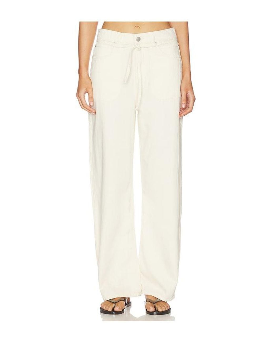 DL1961 White Casie Aura Mid Rise Relaxed Wide Leg Jeans