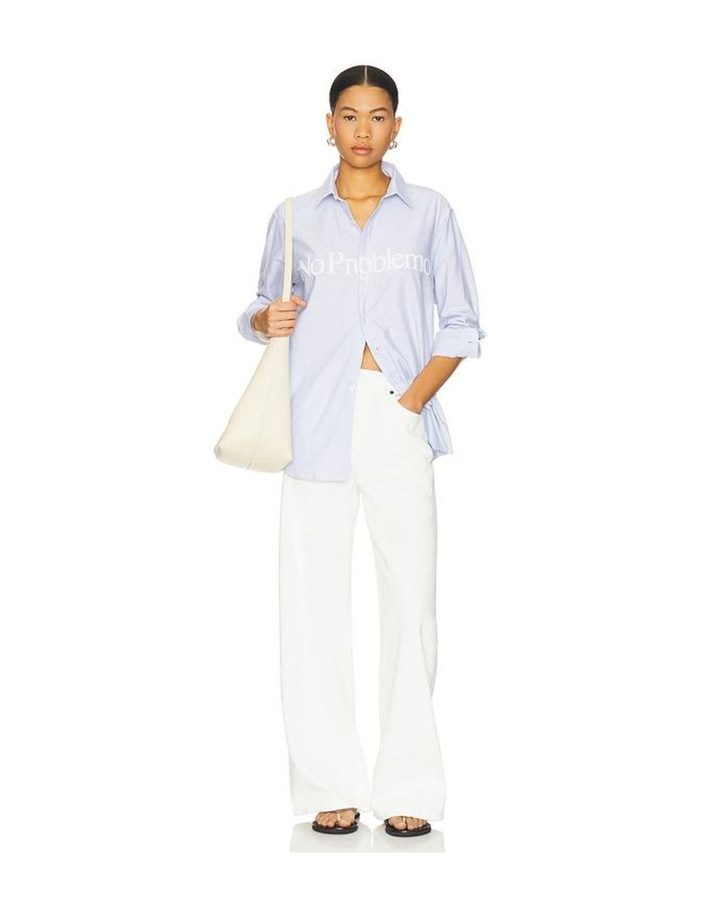 Still Here White Buckle Wide Leg Jeans
