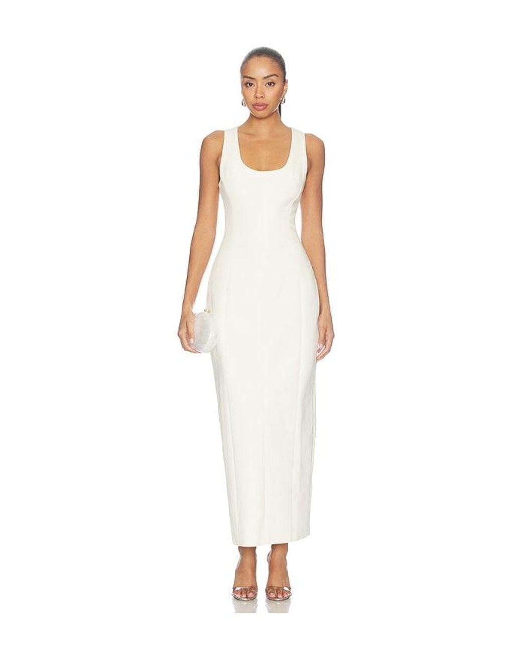 Odd Muse White Cotton Mix Volume Midi Dress