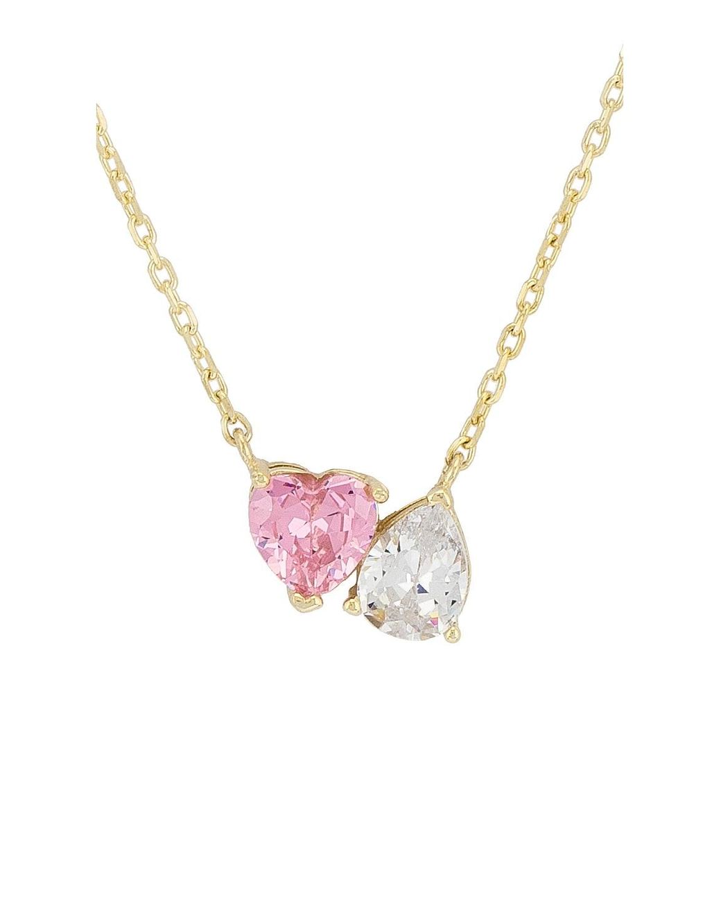 ADINAS JEWELS Heart X Pear Necklace in Sapphire Pink (Pink) | Lyst