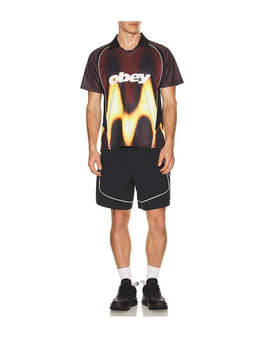 Obey Black Blurred Soccer Jersey for men