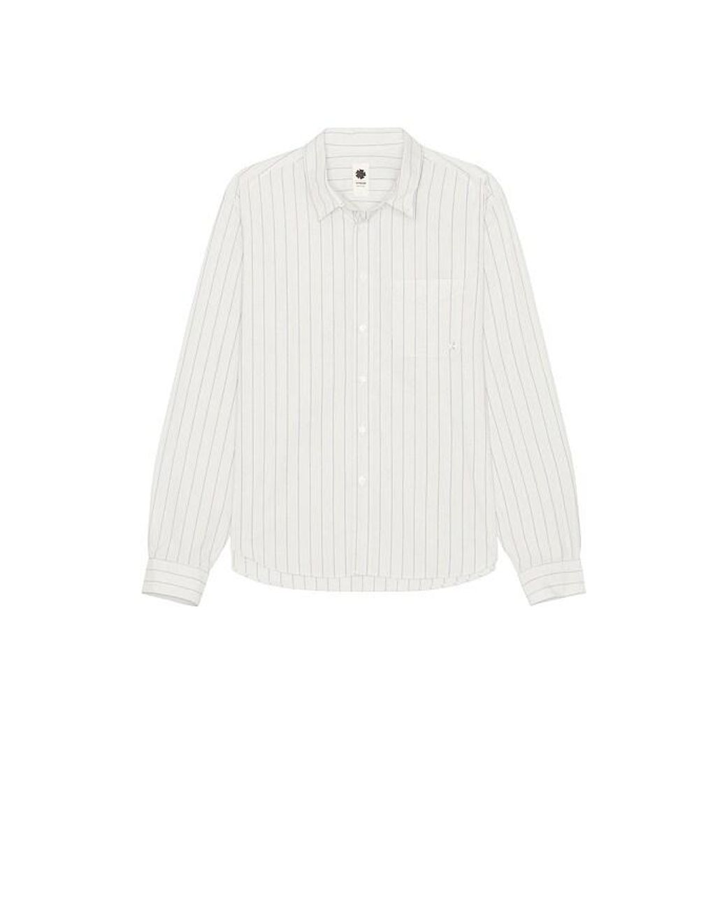 vowels White Long Sleeve Striped Button Down Shirt for men