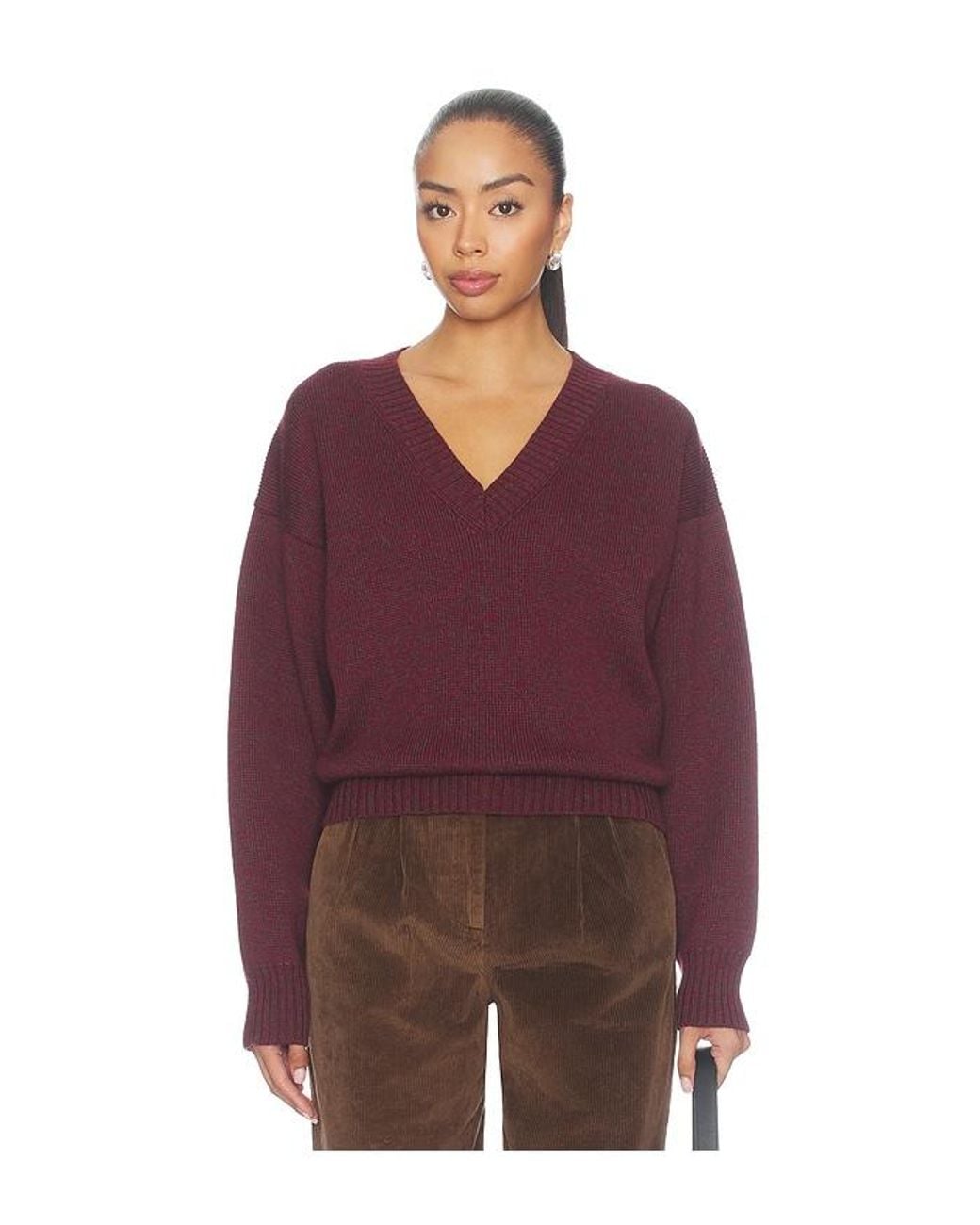 Rohe Purple Sculptural Compact V Neck Sweater