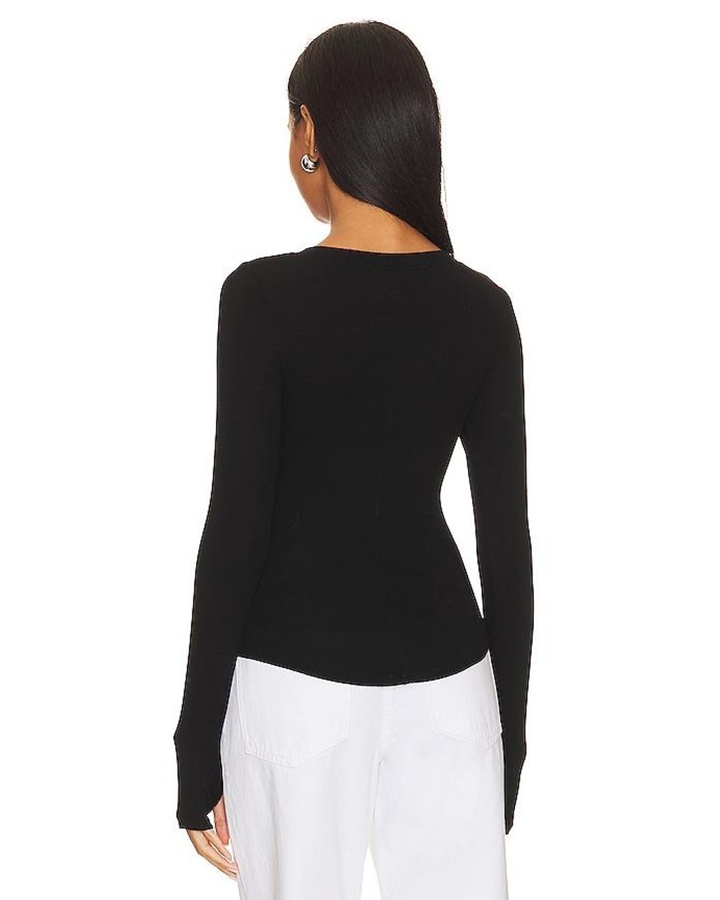Enza Costa Black Rib Baseball Henley