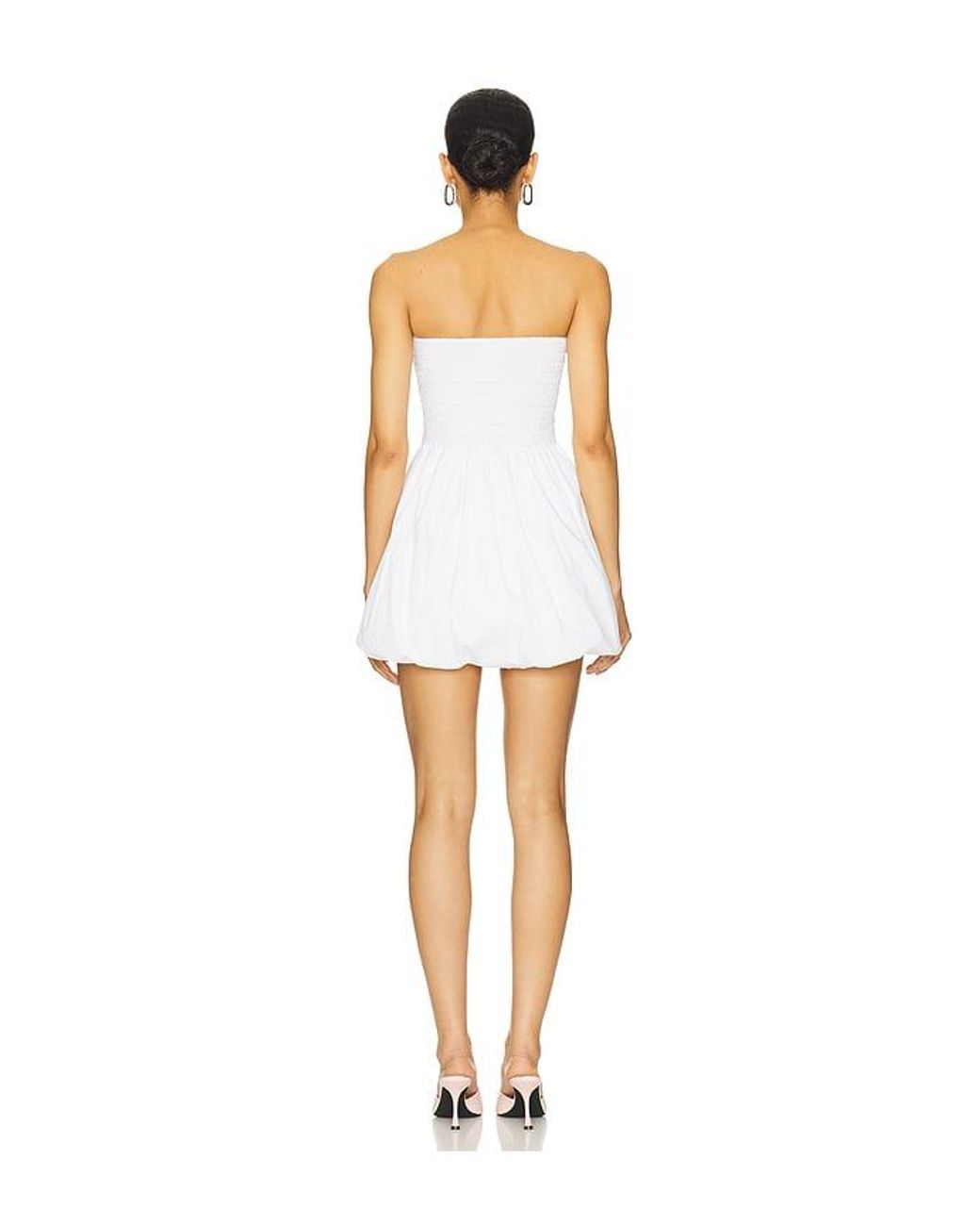 SWF White Balloon Hem Embroidered Mini Dress