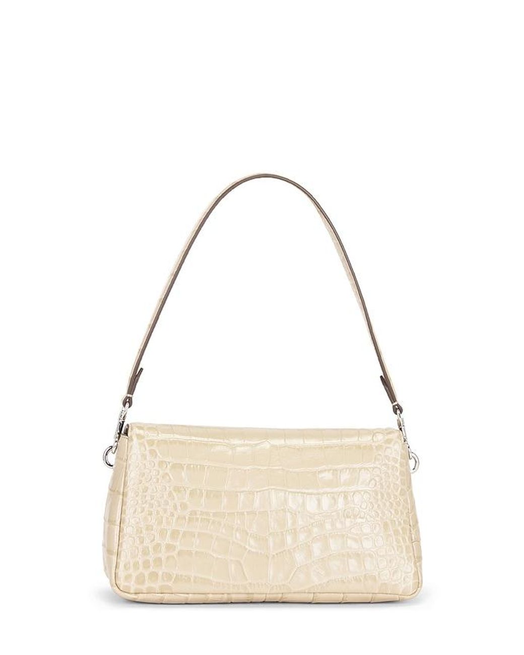 Tory Burch Natural Charlie Embossed Croc Small Shoulder Bag