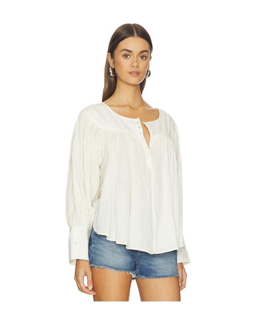 Free People White X Revolve Malibu Crinkle Top