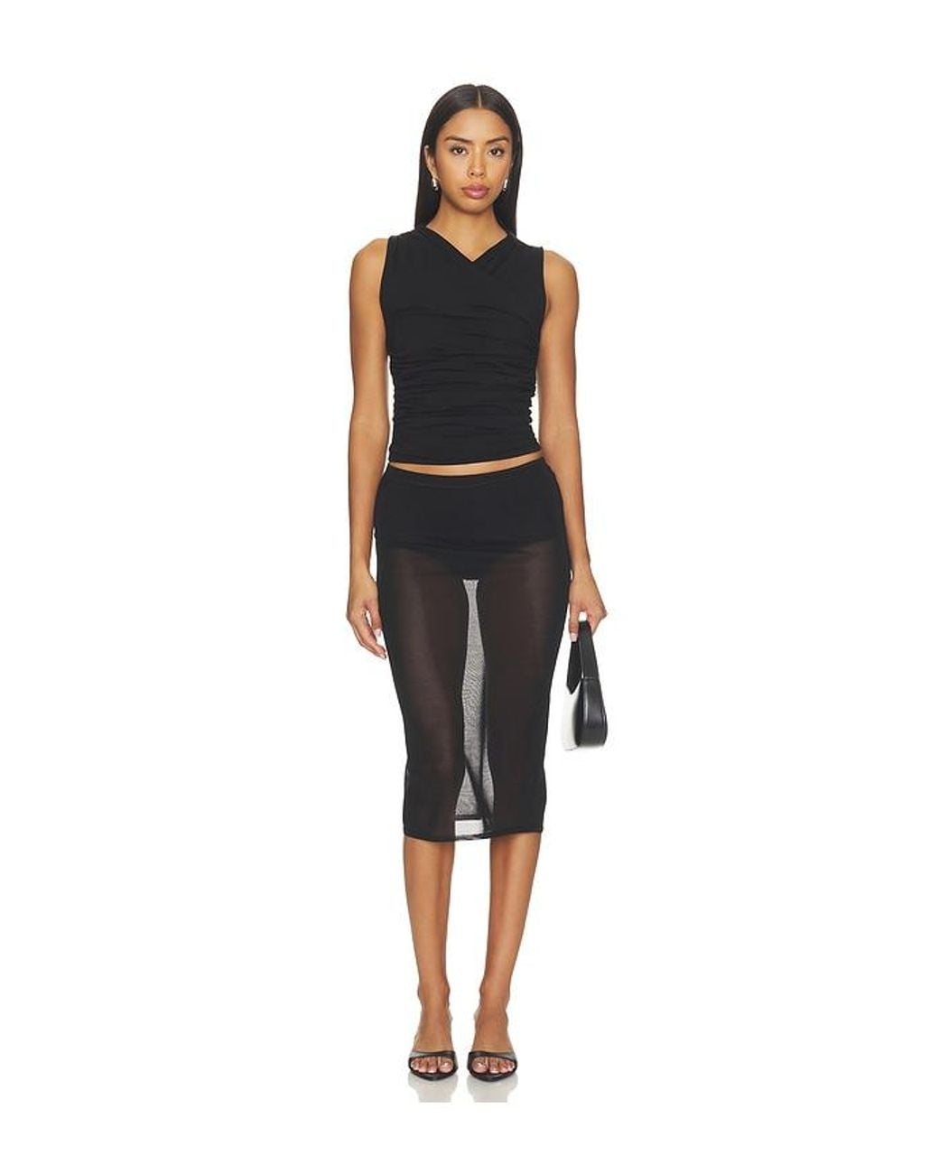 The Line By K Black Tavi Ruched Tank Top