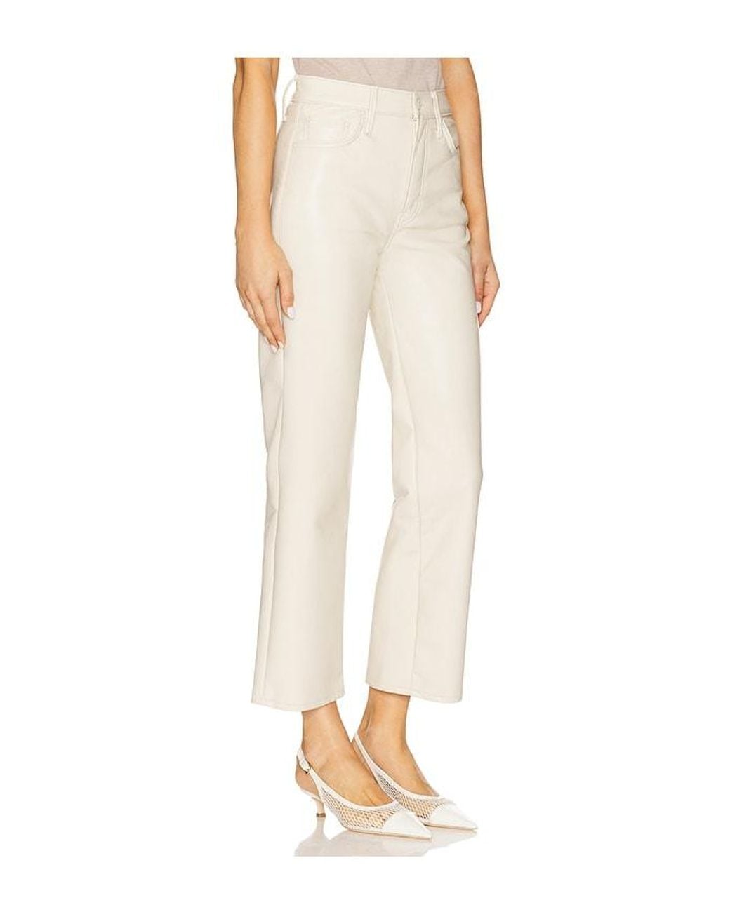 Mother White The Rambler Zip Ankle Jeans
