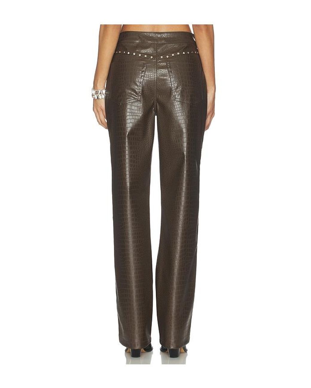 Lamarque Brown X Revolve Devin Faux Leather Croco Studded Pant