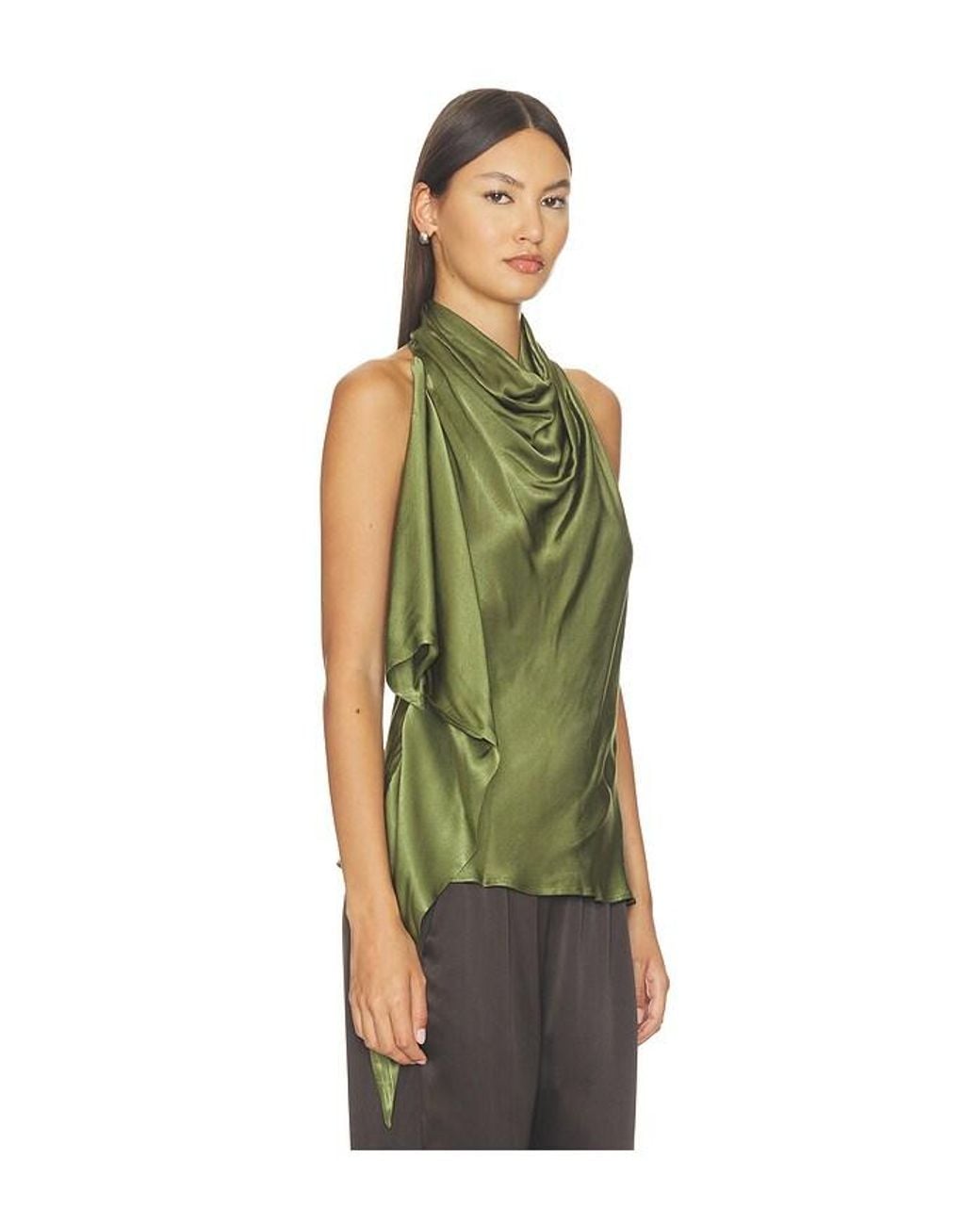 Bardot Green Sierra Drape Front Top