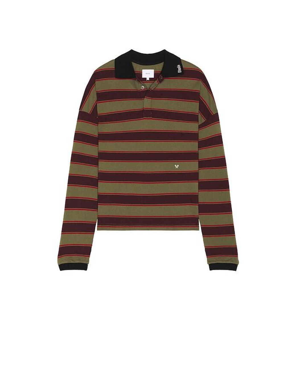 Rhude Brown Fontaine Striped Long Sleeve Polo Shirt for men