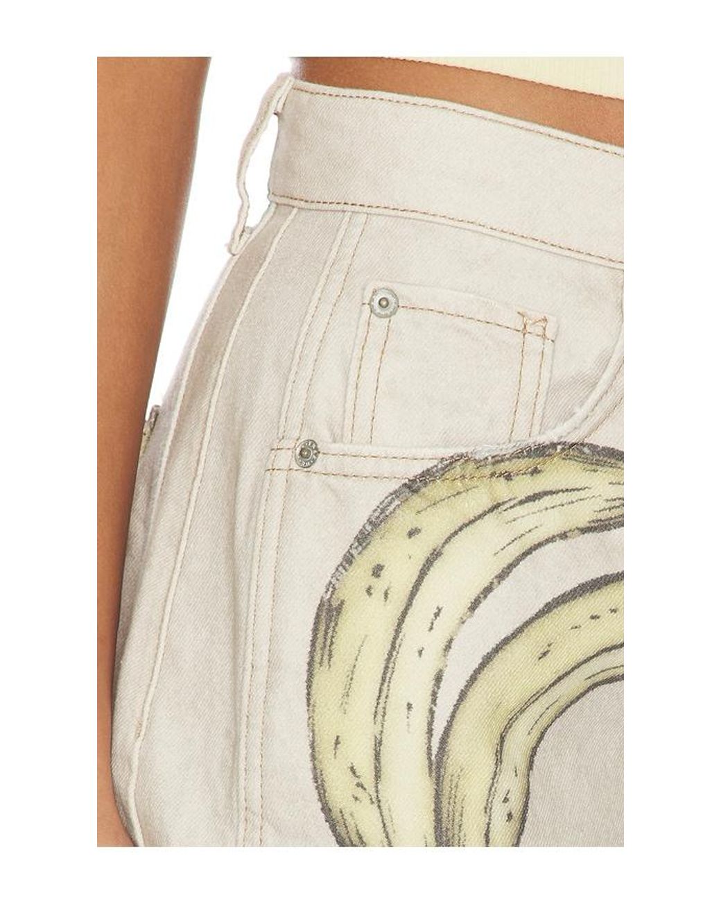 Free People Natural X We The Free Good Luck Printed Jean