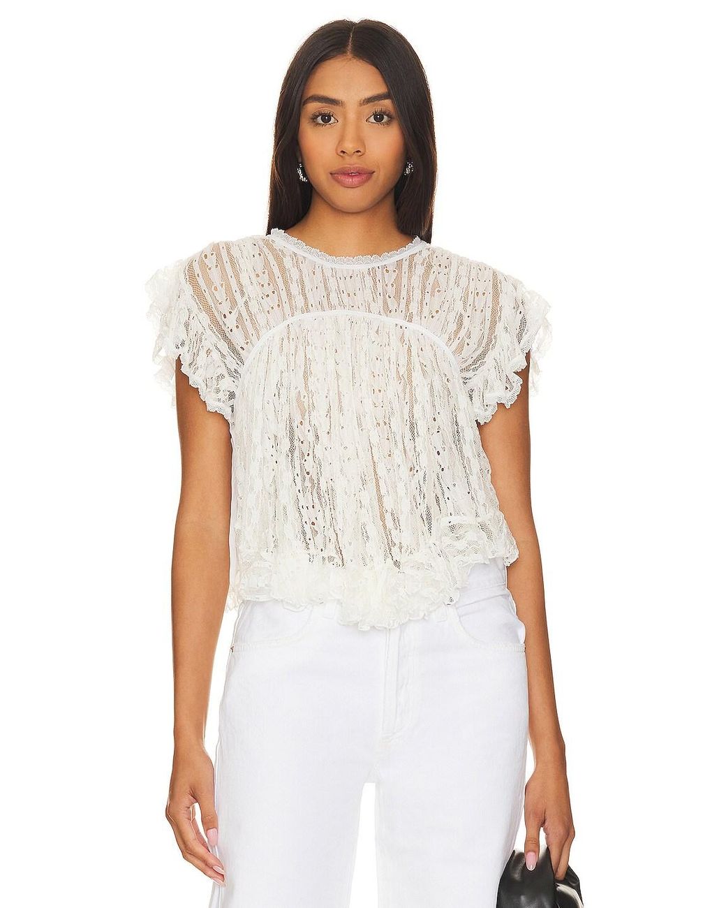 Free People Lucea Lace Top in White | Lyst