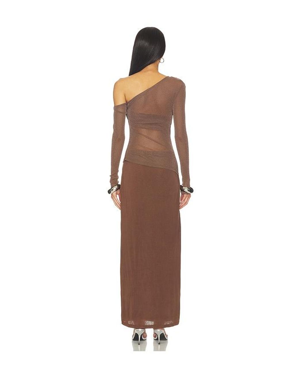 SOVERE Brown Zeya Long Sleeve Dress