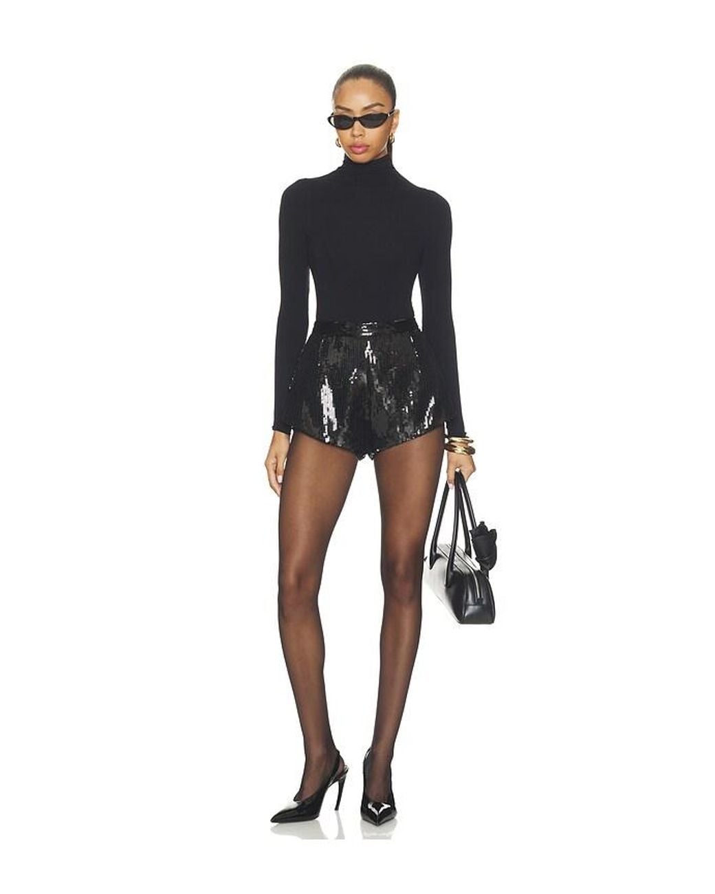 Bronx and Banco Black Sequin Micro Shorts
