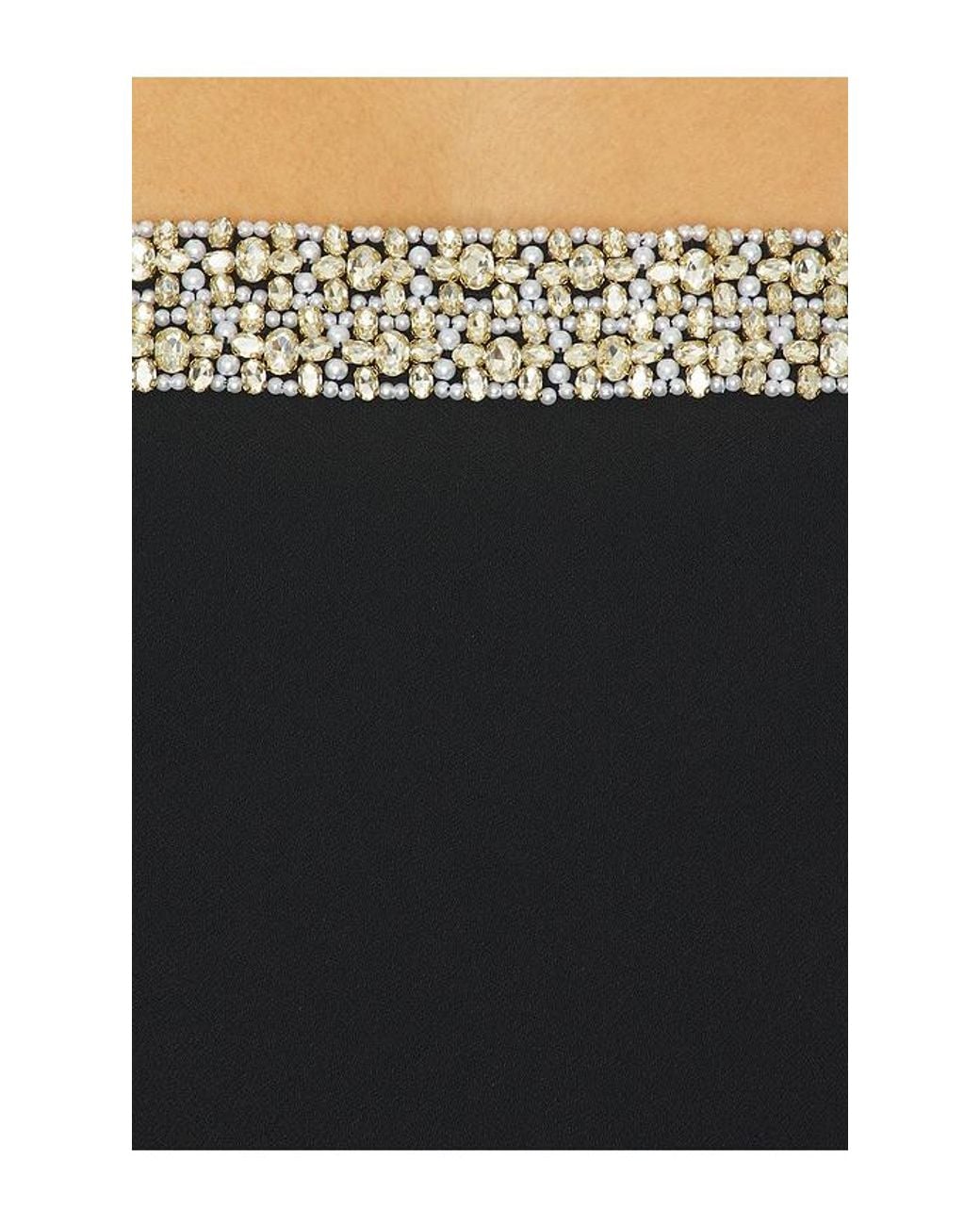Alice + Olivia Black Katya Embellished Trim Sculpted Romper