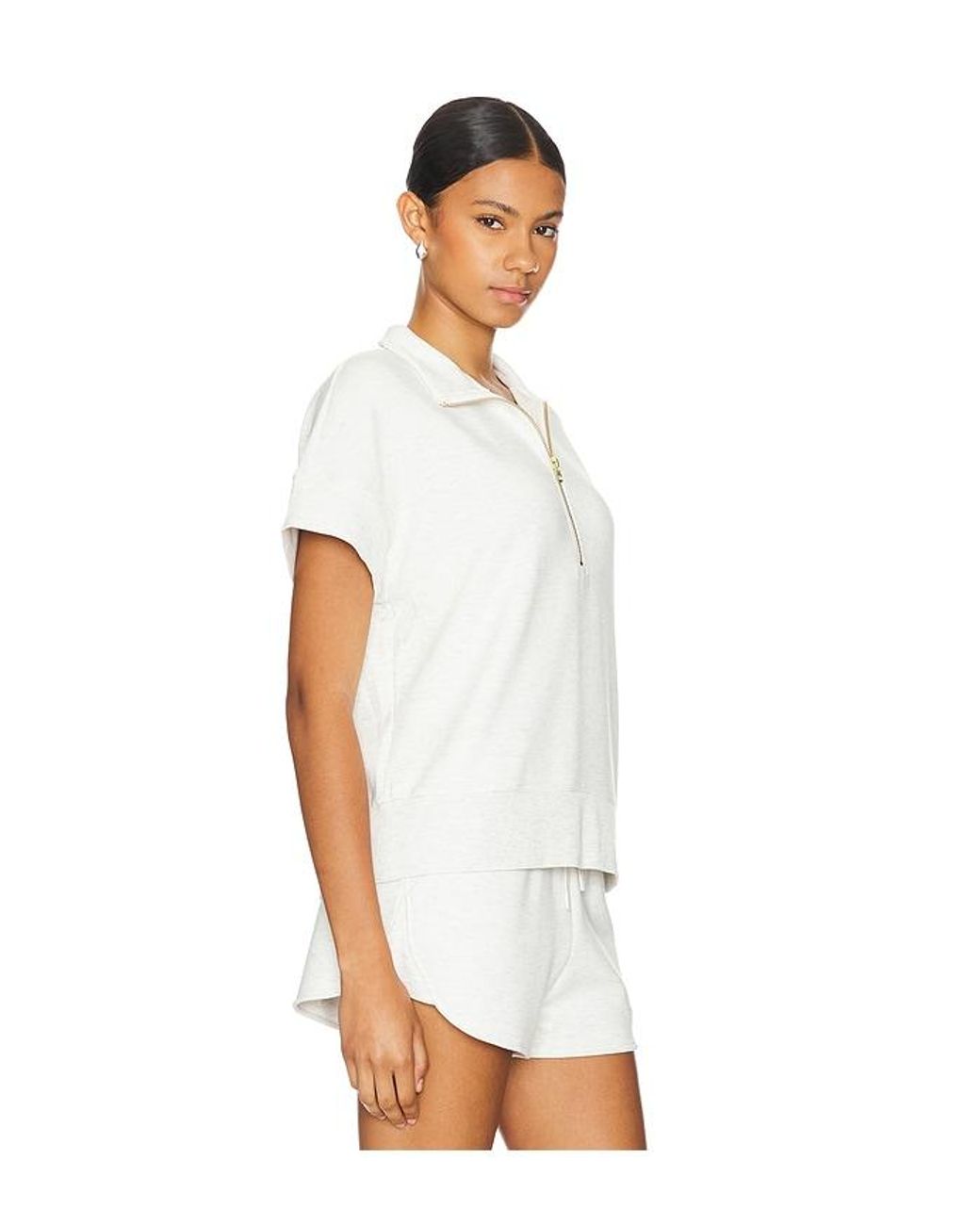 Varley White Ritchie Short Sleeve Sweatshirt