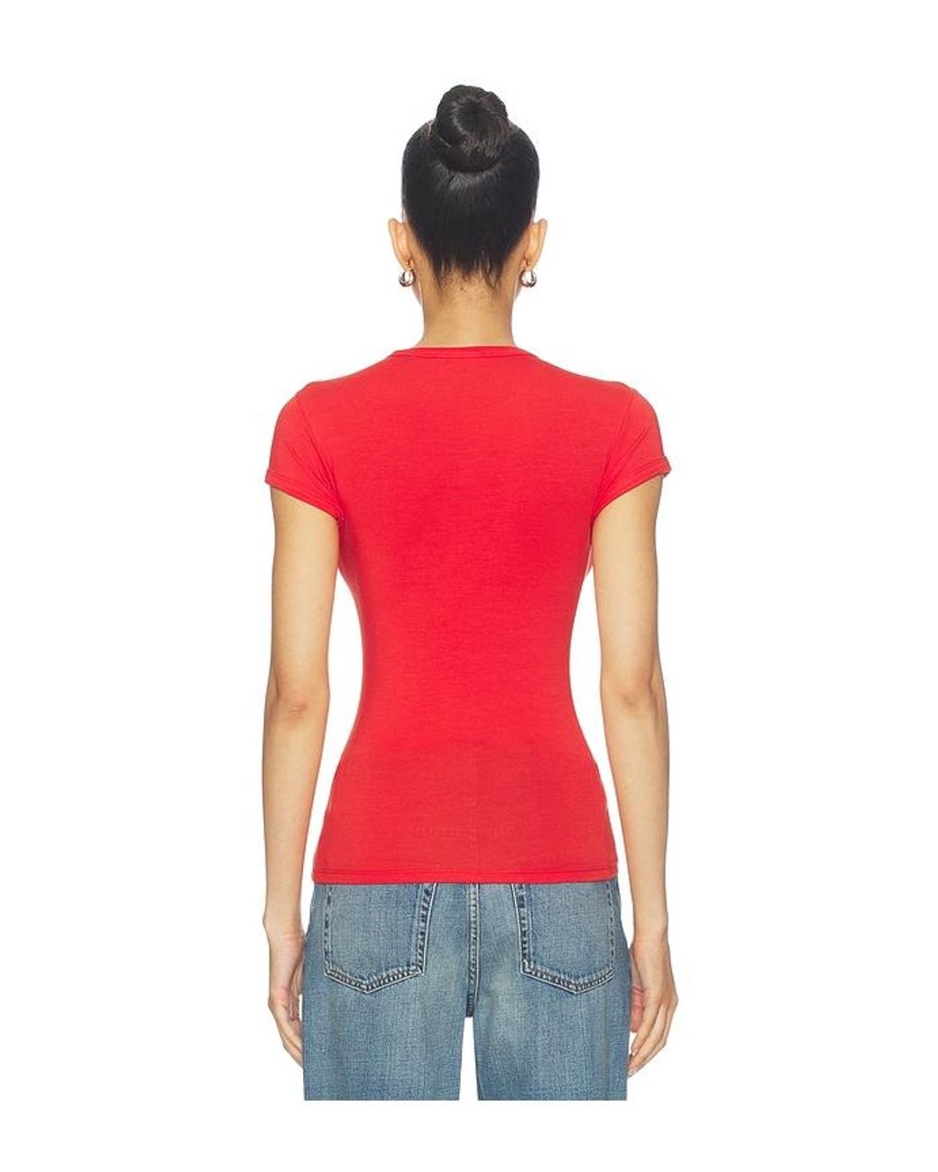 GRLFRND Red Crew Neck Slim Fit Tee