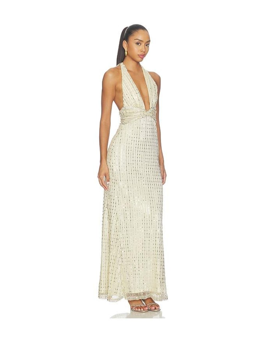 Runaway the Label White Annette Plunge V-Neck Maxi Dress