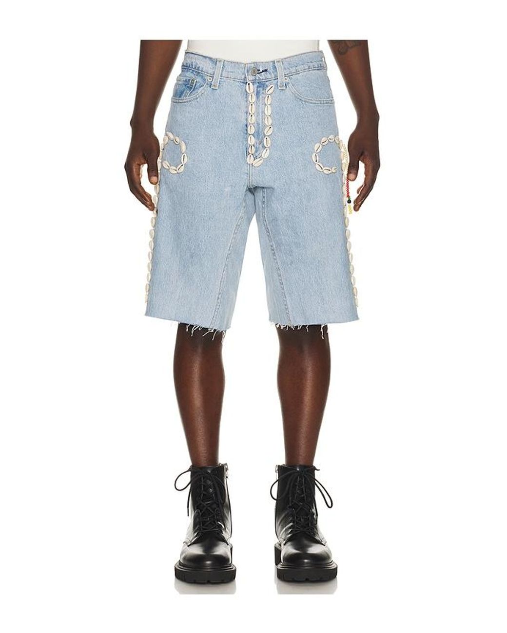 Barriers Worldwide Blue Cowrie Shell Shorts for men