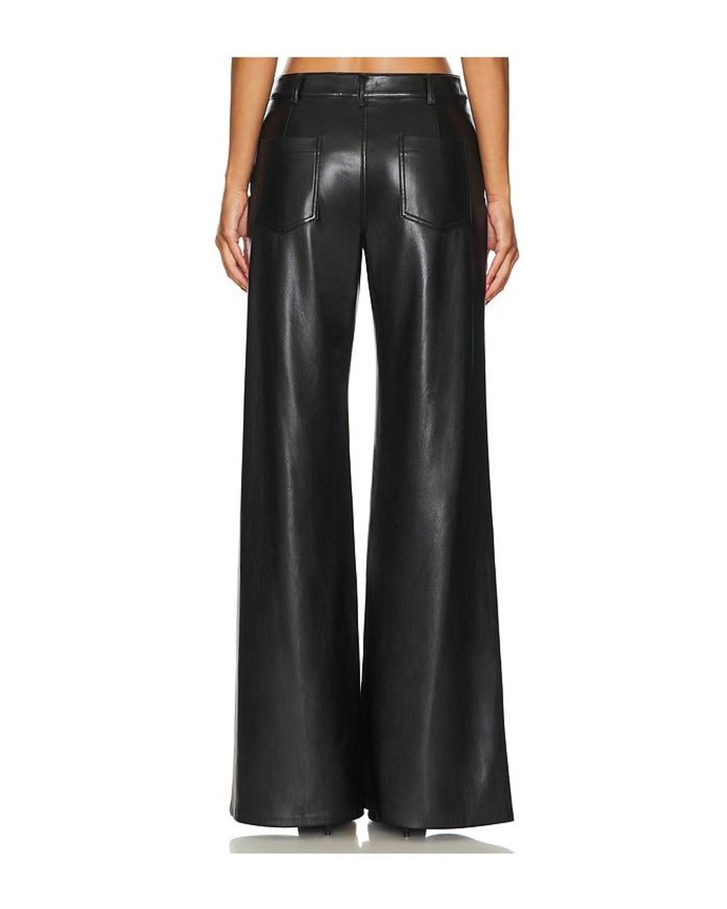 Amanda Uprichard Black Faux Leather Wide-Leg Pants