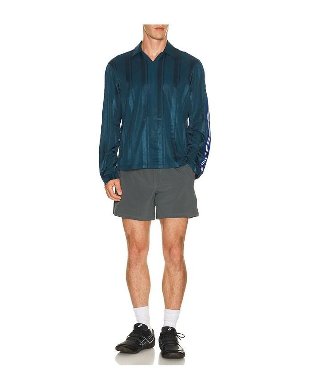 lululemon athletica Blue Knit Stripe Rugby Shirt for men
