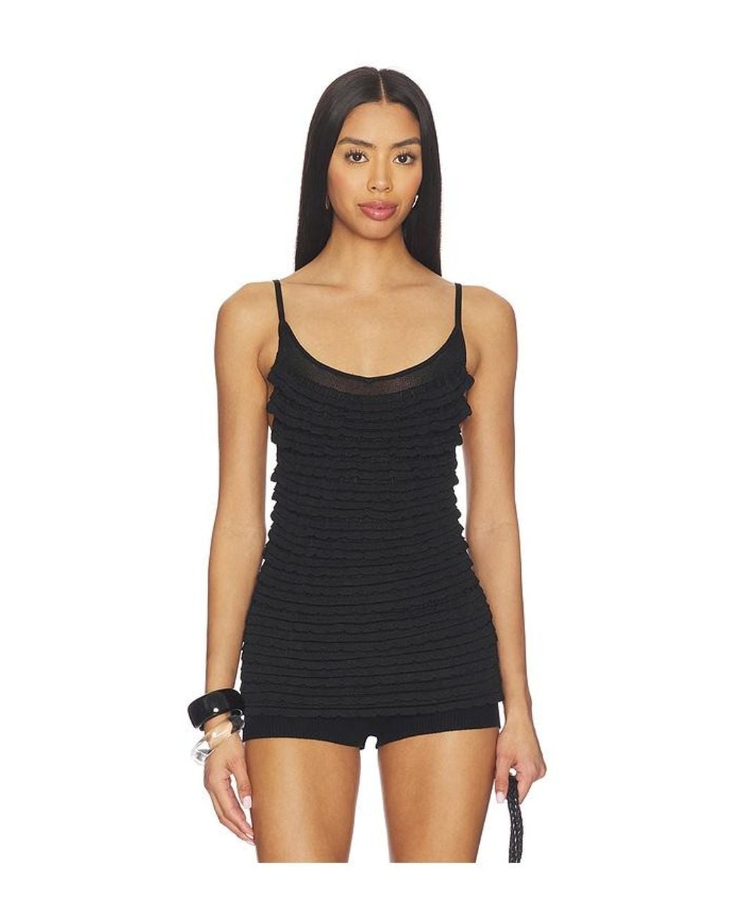Lovers + Friends Black Oliviyah Wavy Knit Tank