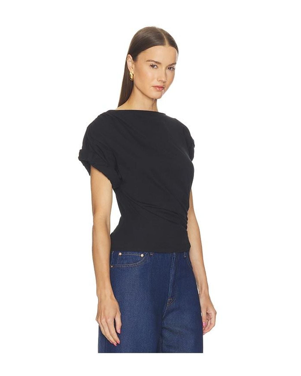 The Line By K Blue Francine Pleated Short Sleeve T-Shirt