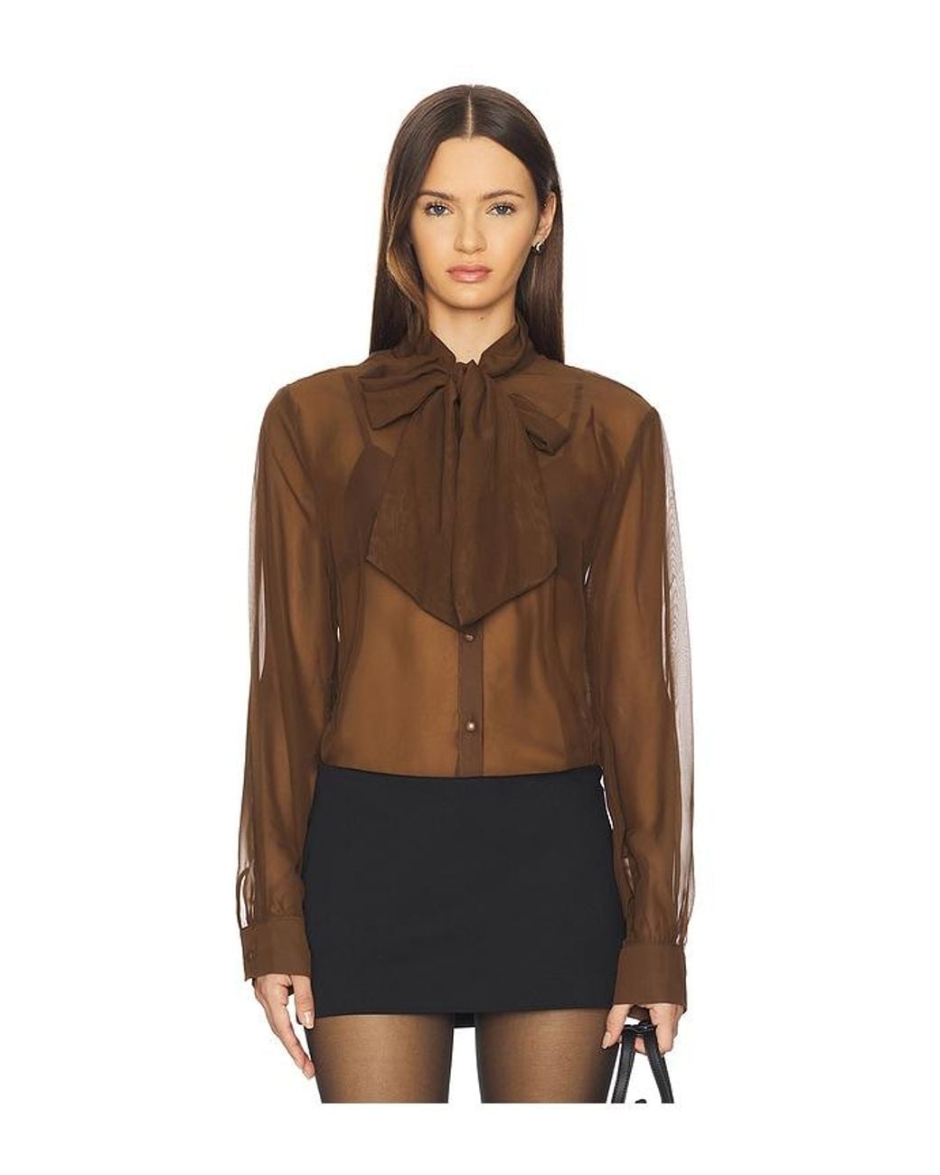 MORE TO COME Brown X Emma Leger Cinrella Sheer Top