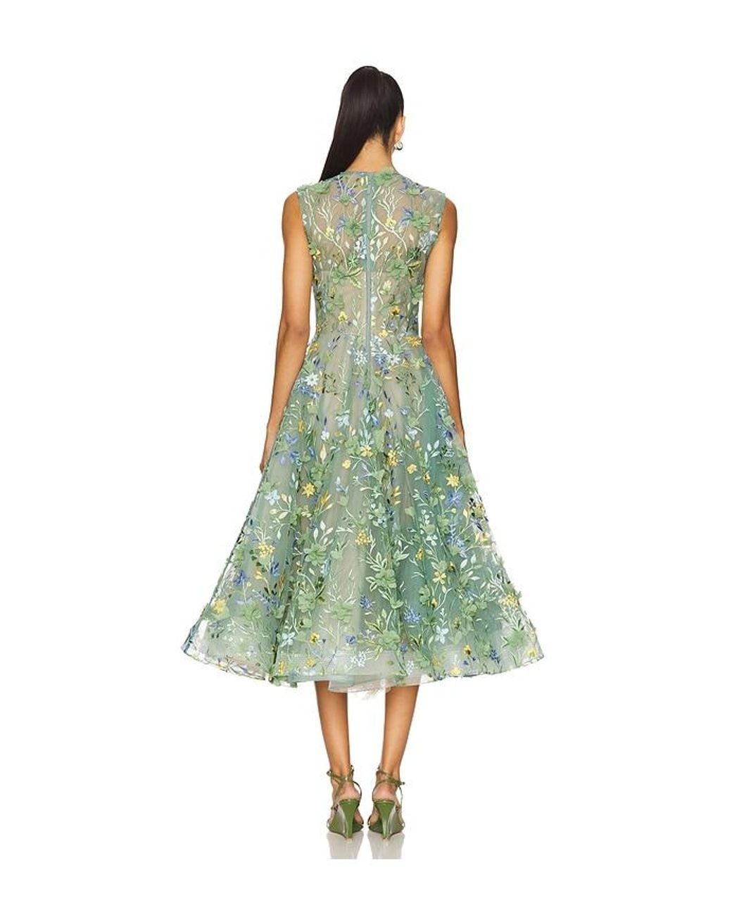 Bronx and Banco Green Saba Floral Midi Dress
