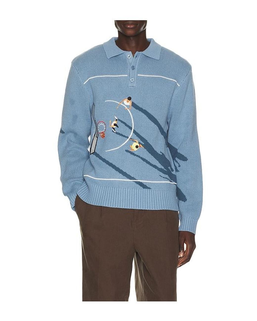 House Of Sunny Blue King Of The Court Knitted Polo for men