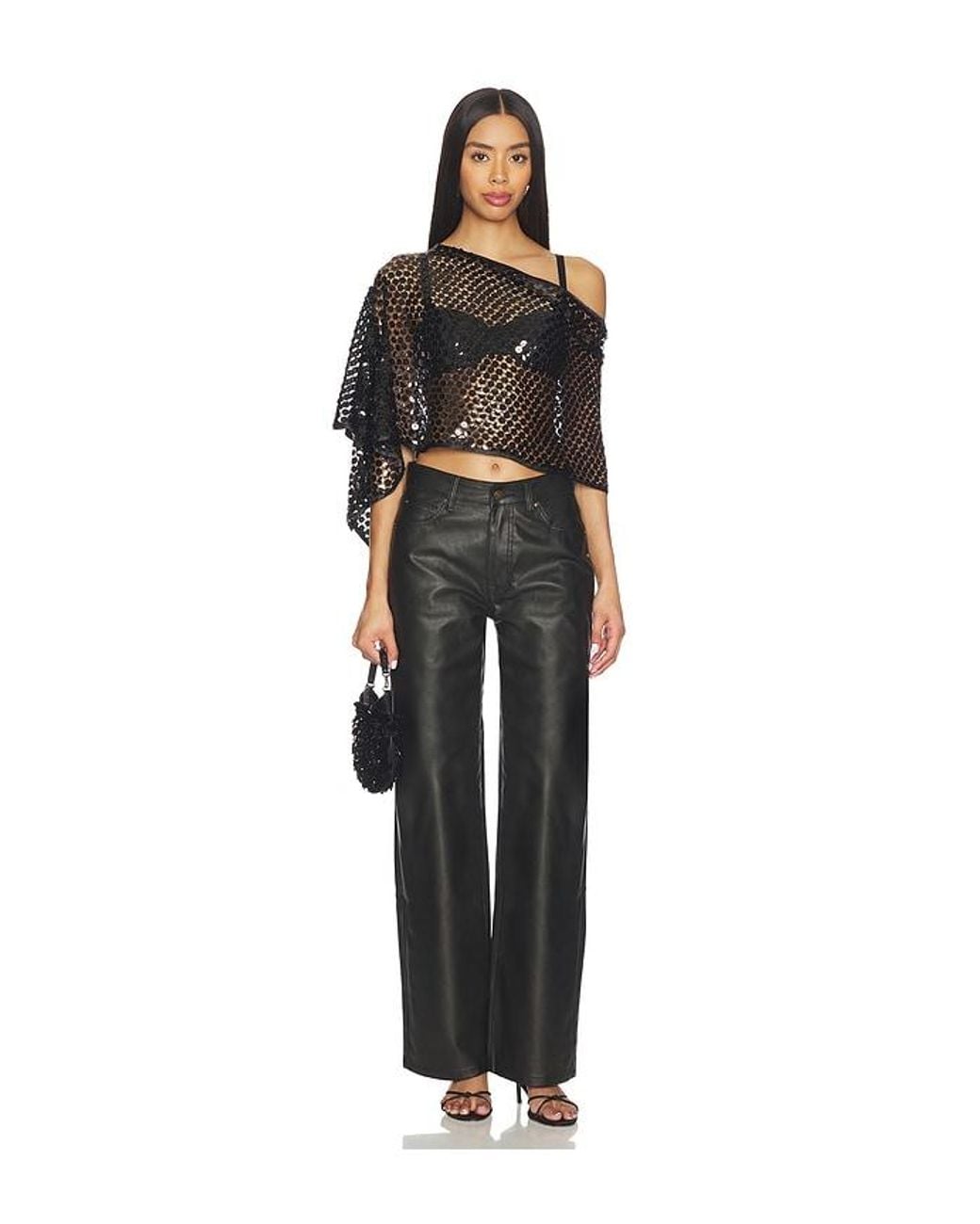 Jaded London Black Sequin Cape Top