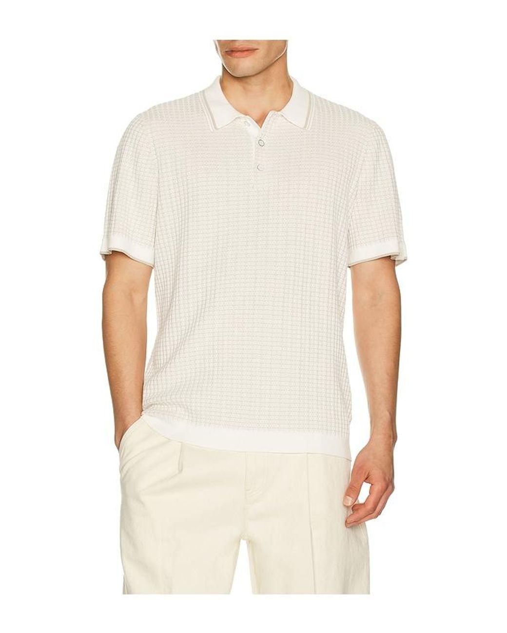 Rag & Bone White Harvey Rib Polo for men