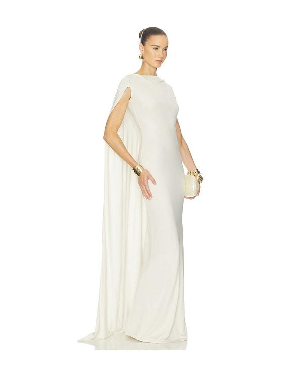 Helsa White The Alva Caped Jersey Dress