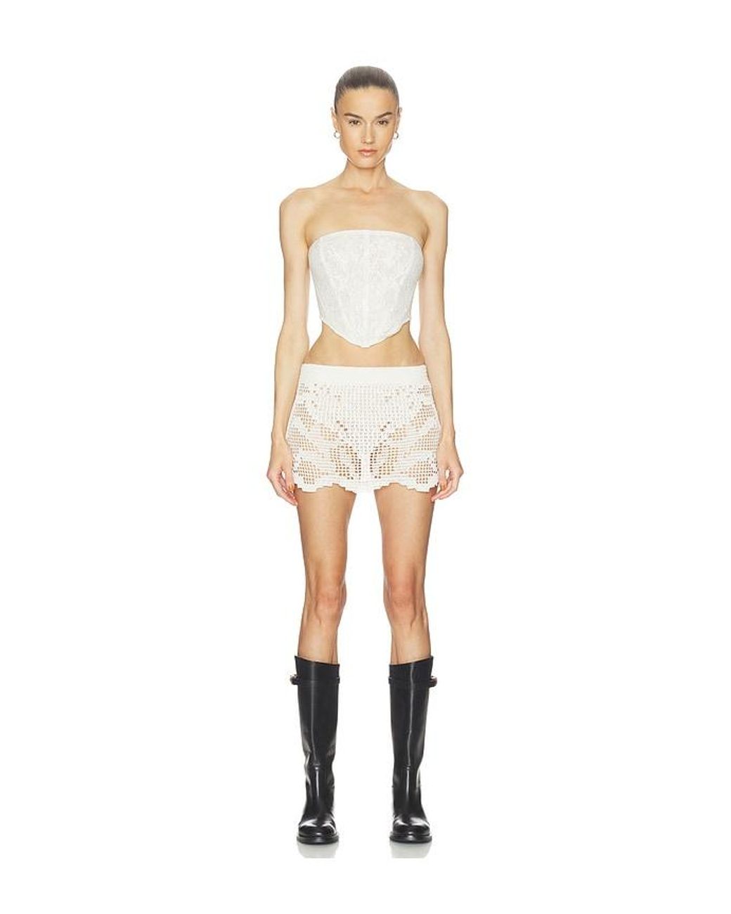 HAELO White Feather Lace Corset