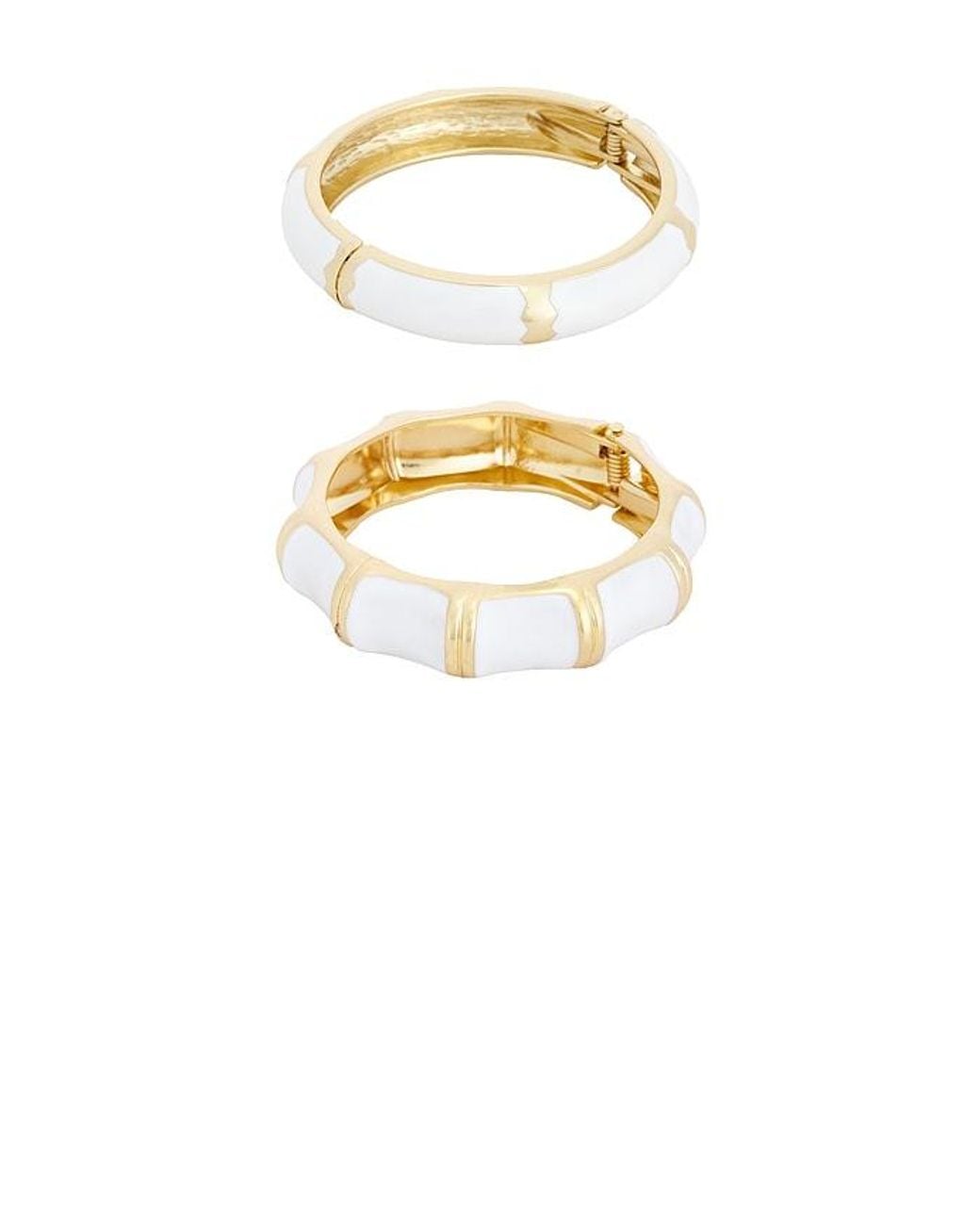 petit moments White Enamel Stripe & Bamboo Set Of 2 Cuff