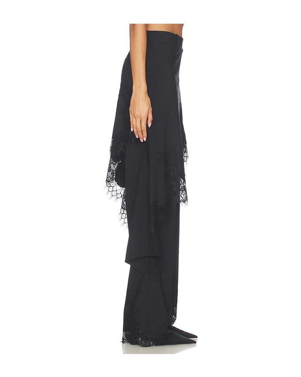 Monse Black Deconstructed Tailored Lace Hem Skirt Trouser