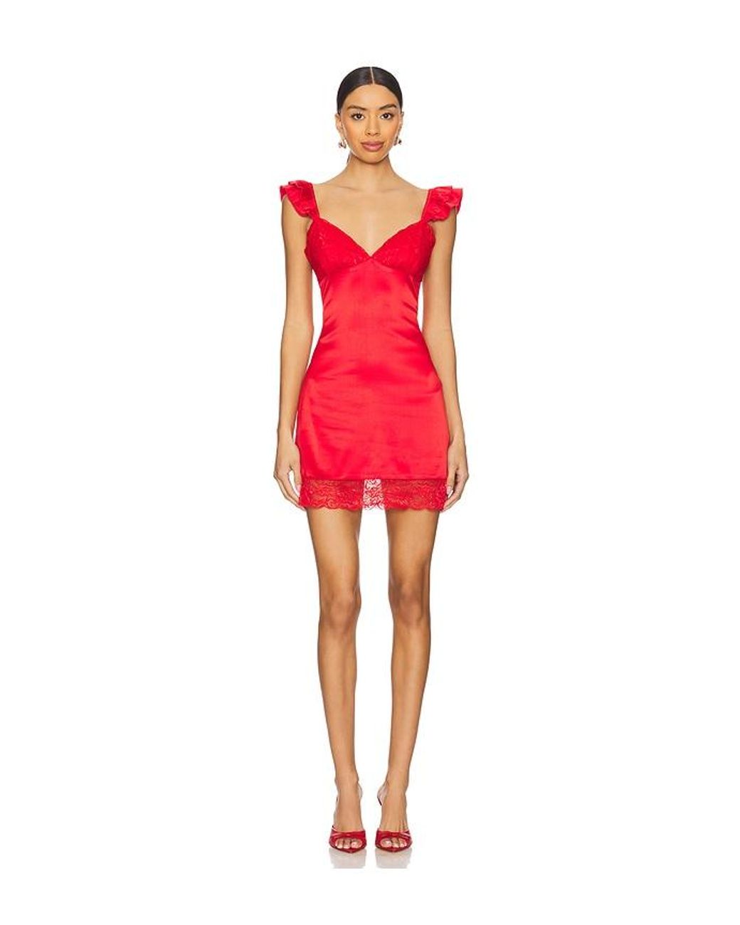 MORE TO COME Red Kira Lace Mini Dress