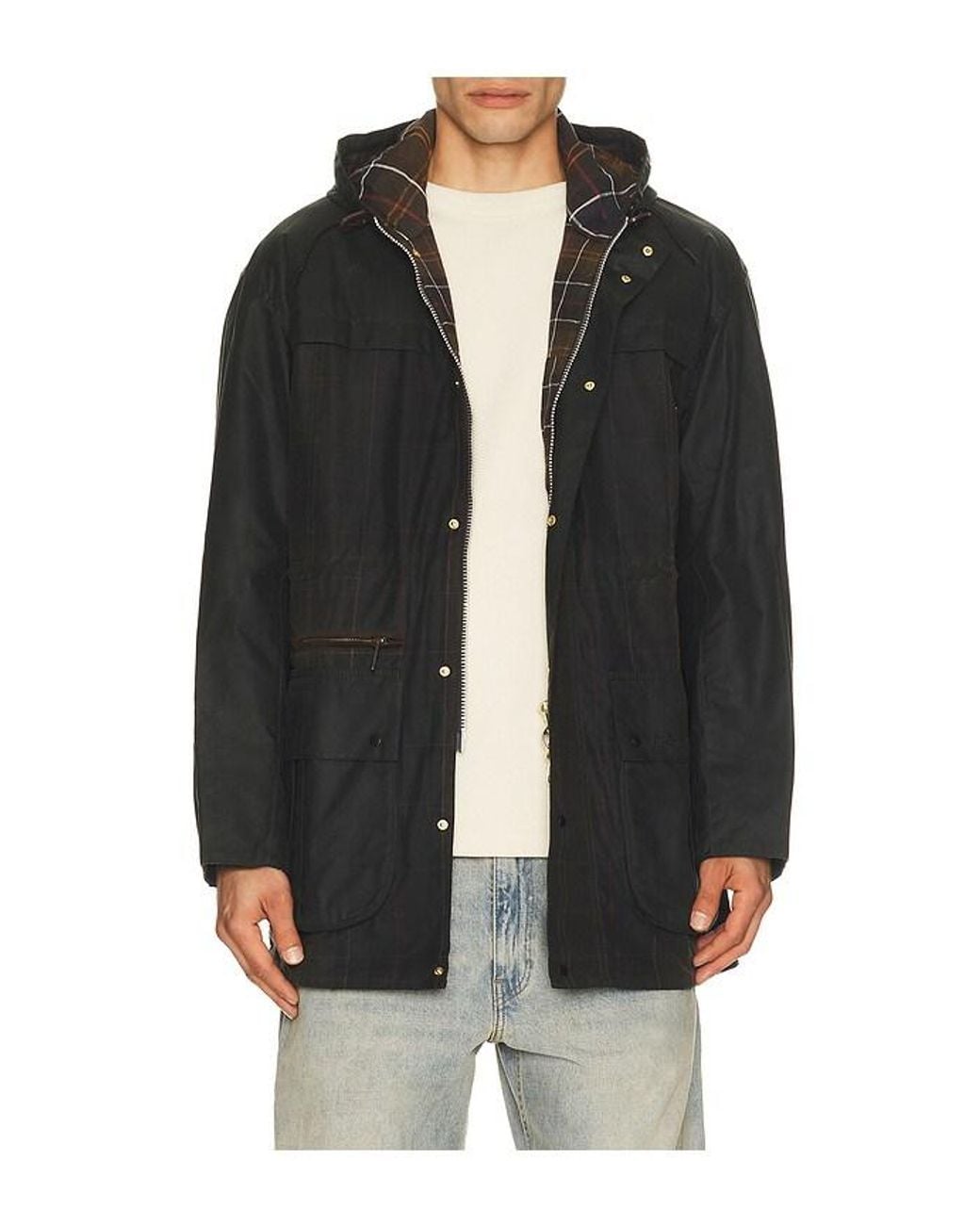 Barbour Black Icons Tartan Durham Wax Jacket for men