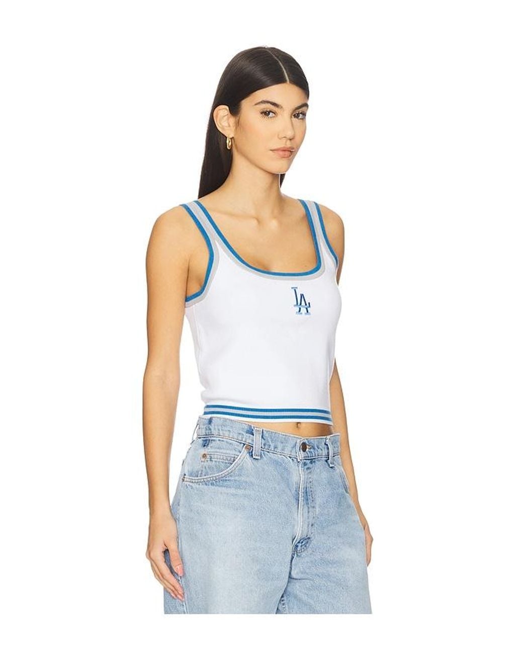 Terez White X Revolve Dodgers Crop Knit Tank Top