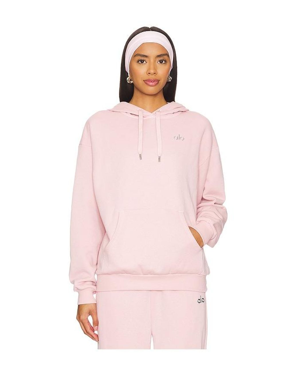 Alo Yoga Fleece Cotton Blend Accolade Hoodie in Pink Lyst UK